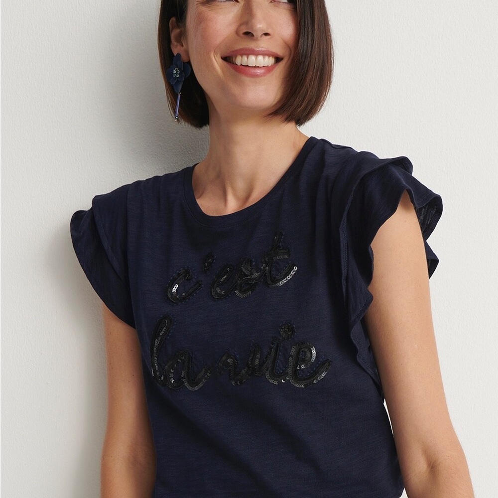 Tiered Flutter Sleeve Tee